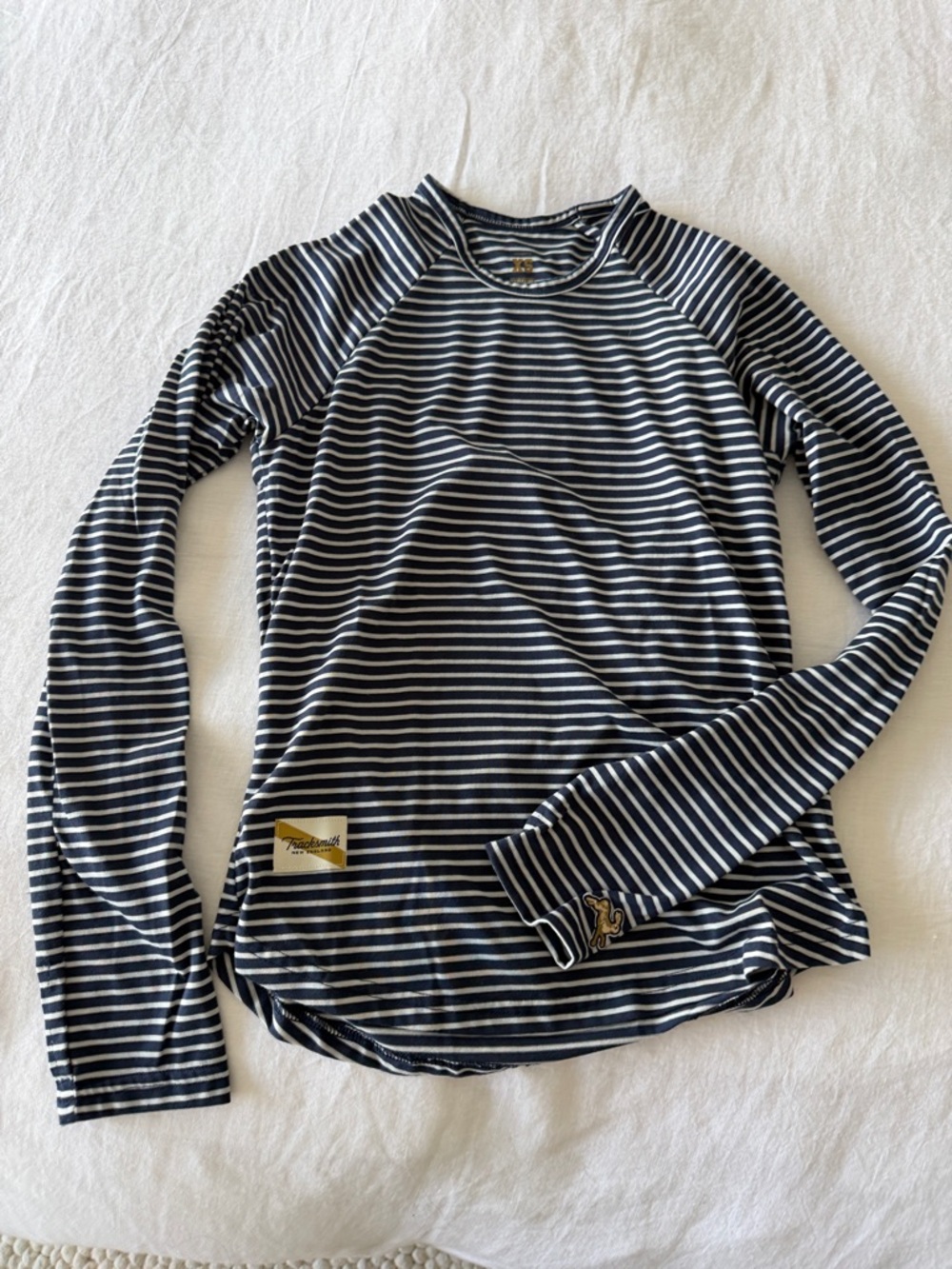 Tracksmith Horizon Long Sleeve Tee - Navy & White XS